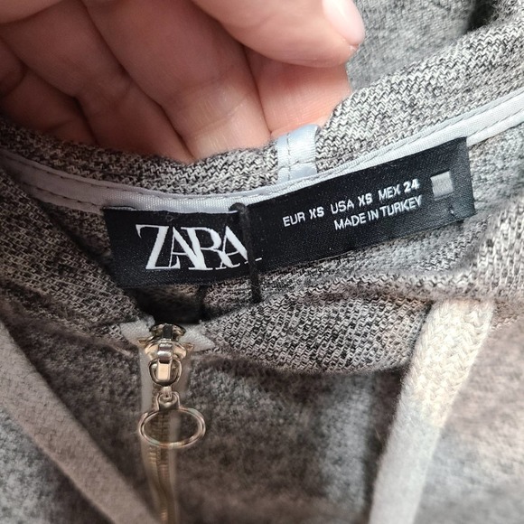 NWOT Zara Heathered Black Gray Soft Flannel Cropped Hoodie/Jogger Pants Set - Picture 13 of 16